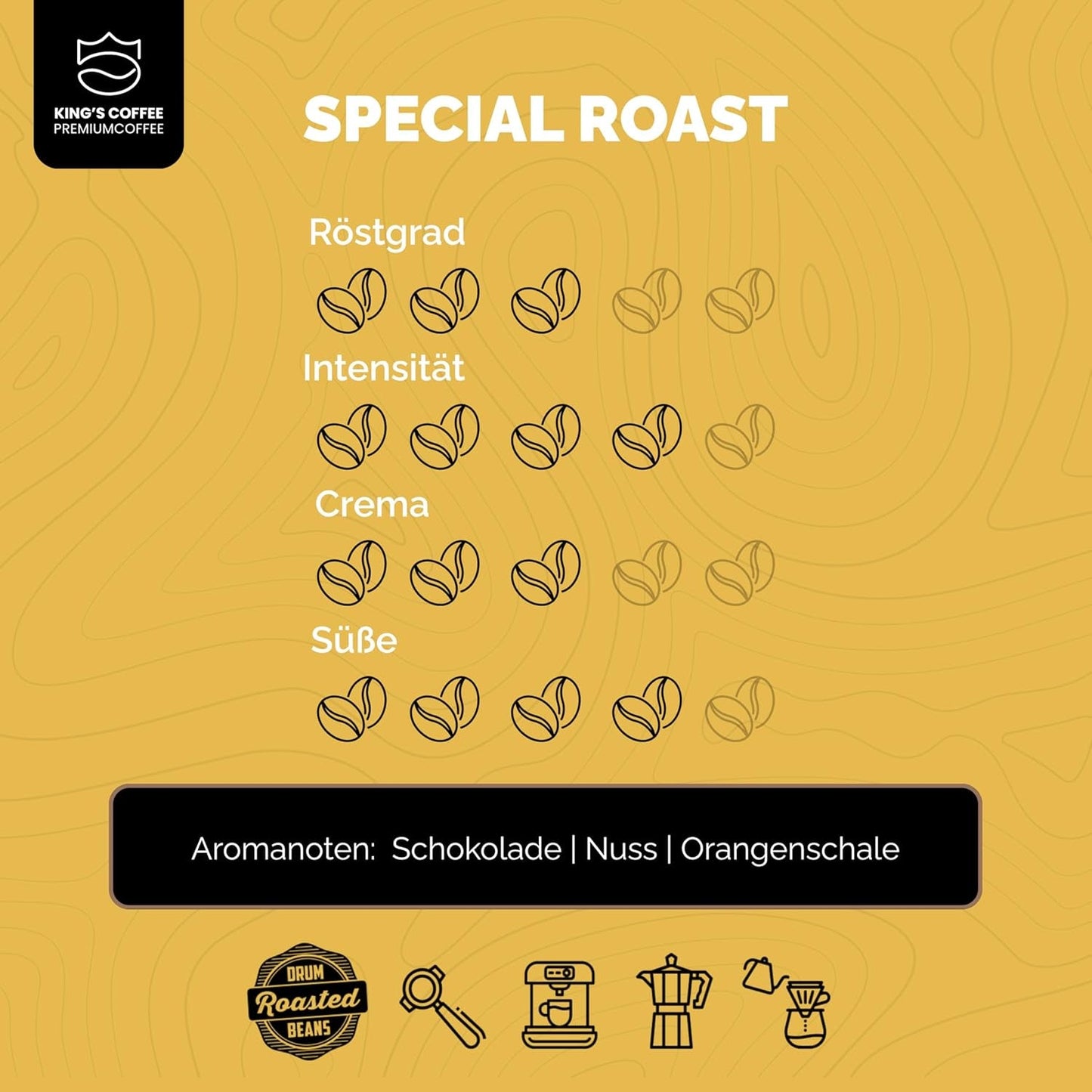 KAWA KING'S - SPECIAL ROAST - 1 kg Ziarna espresso Barista Premium - Kawa o niskiej kwasowości - Palenie małych partii we Włoszech - Najlepsza mieszanka arabiki i Robusty do maszyn w pełni automatycznych i ekspresów z kolbą