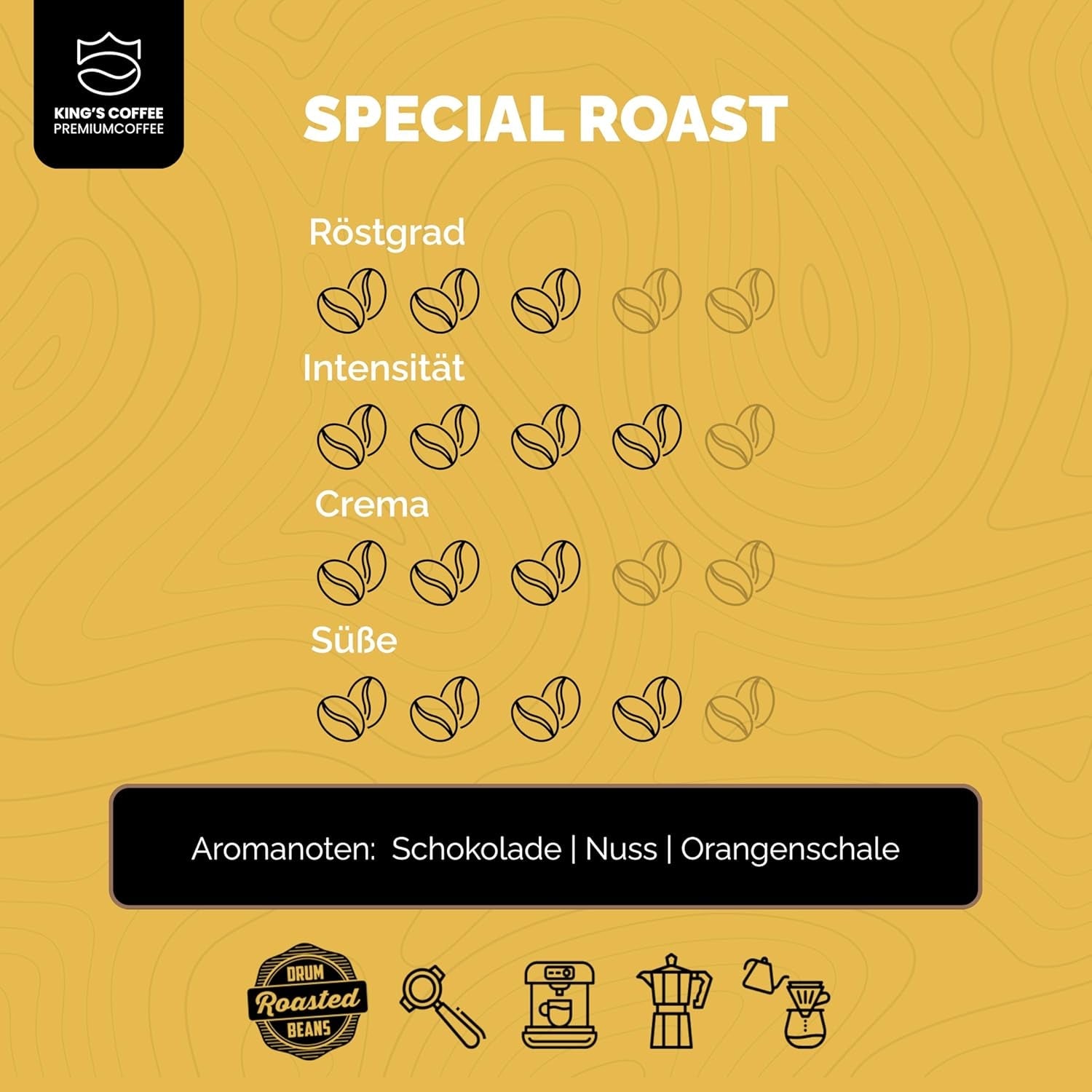 KAWA KING'S - SPECIAL ROAST - 1 kg Ziarna espresso Barista Premium - Kawa o niskiej kwasowości - Palenie małych partii we Włoszech - Najlepsza mieszanka arabiki i Robusty do maszyn w pełni automatycznych i ekspresów z kolbą