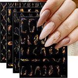 JMEOWIO Nagelsticker Marmor Linie 9 Blatt Nail Art Naklejka Selbstklebend Nagelaufkleber Silber Bunt Dekoration Nageldesign Zubehör