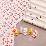 JMEOWIO Nagelsticker Kirschfrucht 6 Blatt Nail Art Naklejka Selbstklebend Nagelaufkleber Dekoration Nageldesign Zubehör