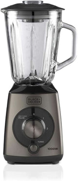 BLACK+DECKER Mikser stojący | 500W | 2 prędkości | Funkcja impulsu | Glaskrug | 1,5 l | Edelstahlmesser Mit 4 Klingen | Herausnehmbar Und Leicht Zu Reinigen | Kuchnia Weiß Und Grau Naty Shop 1000W Edelstahl