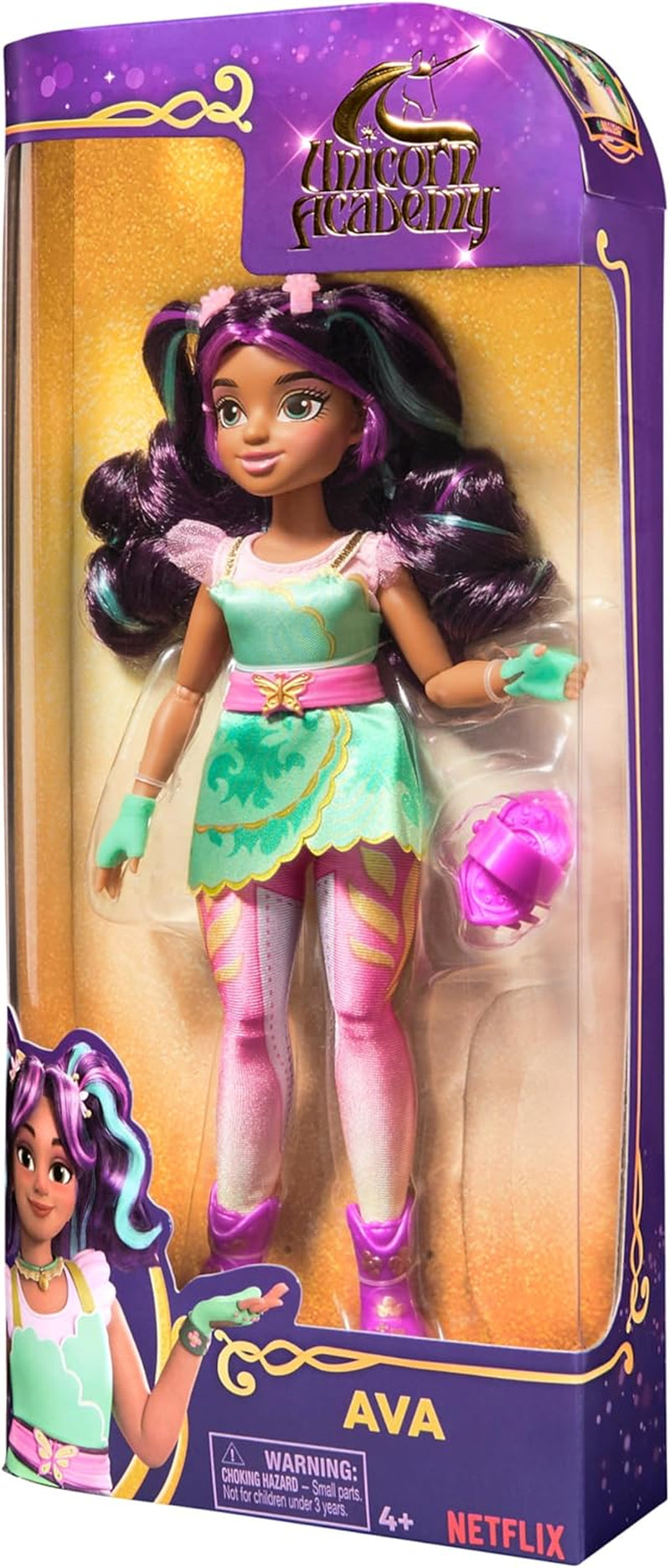 Unicorn Academy Ankleidepuppe Ava - oryginalny szczeniak, który można oglądać w serwisie Netflix, 24 cm brutto i 7 akcesoriów do fantastycznych ról, dla dzieci od 4 dzieci