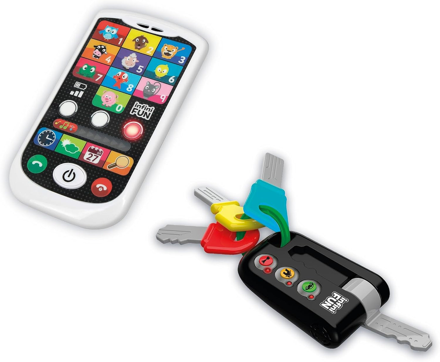 Mój Duo High-Tech Phone + Key - Bardzo realistyczny telefon i klucz. - Zabawka do wielu projektów edukacyjnych od 12 miesięcy. Bebe Naty Shop Toys