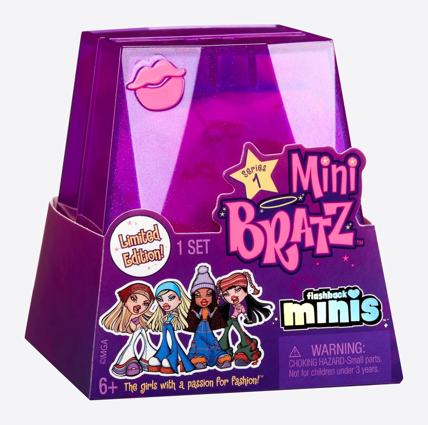 Lalki Bratz Miniverse MGA's Y2K Nostalgia Flashback Minis z limitowanej edycji - PAKIET NIESPODZIANKI - 2 mini lalki Bratz i gablota - świetny prezent dla dzieci i kolekcjonerów 6+