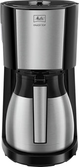 Melitta Enjoy Top Therm - Ekspres do espresso z filtrem i dzbankiem termicznym ze stali nierdzewnej na maksymalnie 10 filiżanek kawy, kolor czarny/stal nierdzewna