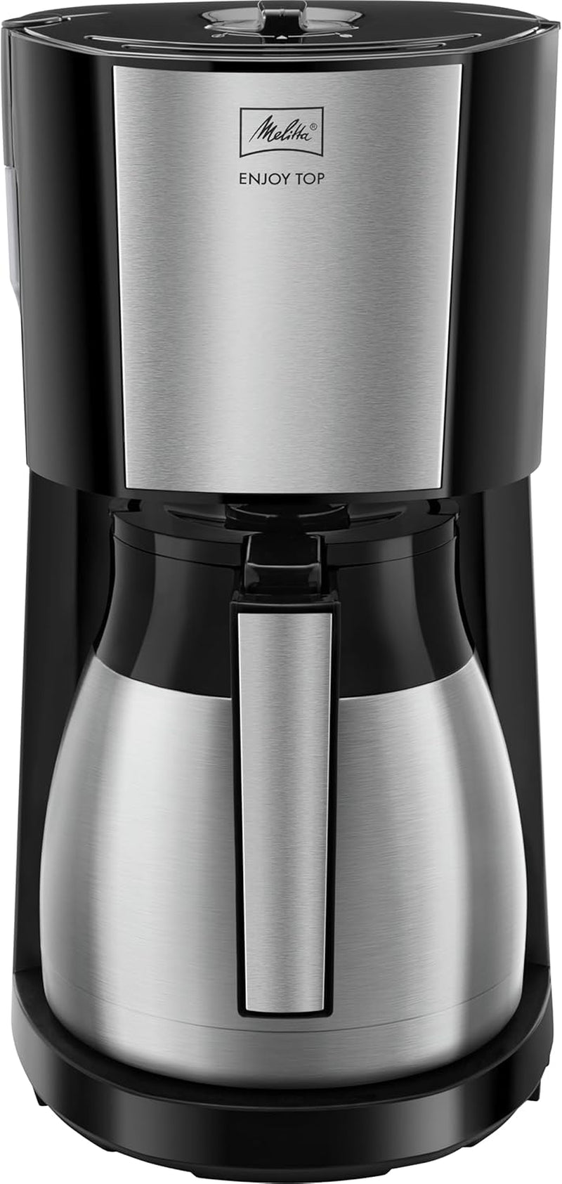 Melitta Enjoy Top Therm - Ekspres do espresso z filtrem i dzbankiem termicznym ze stali nierdzewnej na maksymalnie 10 filiżanek kawy, kolor czarny/stal nierdzewna