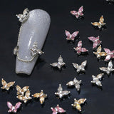 Mini motyl cyrkon breloczki do paznokci Y2K biały szampański różowy Rhinestone kryształowy breloczek motylkowy paznokcie 3D motylkowy wzór paznokci breloczki motylkowe paznokcie dekoracje zdobienie paznokci breloczki akcesoria do paznokci