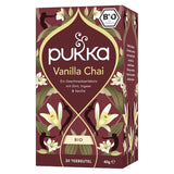 Pukka | Mieszanka organicznych herbat smakowych „Vanilla Chai” | Cynamon, imbir i wanilia | Herbata na poczęstunek z naturalną słodyczą | Opakowanie 1 | 20 torebek herbaty