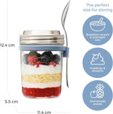 Kilner słoik śniadaniowy z łyżeczką / 350 ml, Ø 9,5 cm / 5 sztuk | Kubek do musli na wynos / nietoksyczny / szklany pojemnik z pokrywką na musli, owsiankę i jogurt / pojemnik na płatki owsiane Naty Shop Pudełka do przechowywania żywności