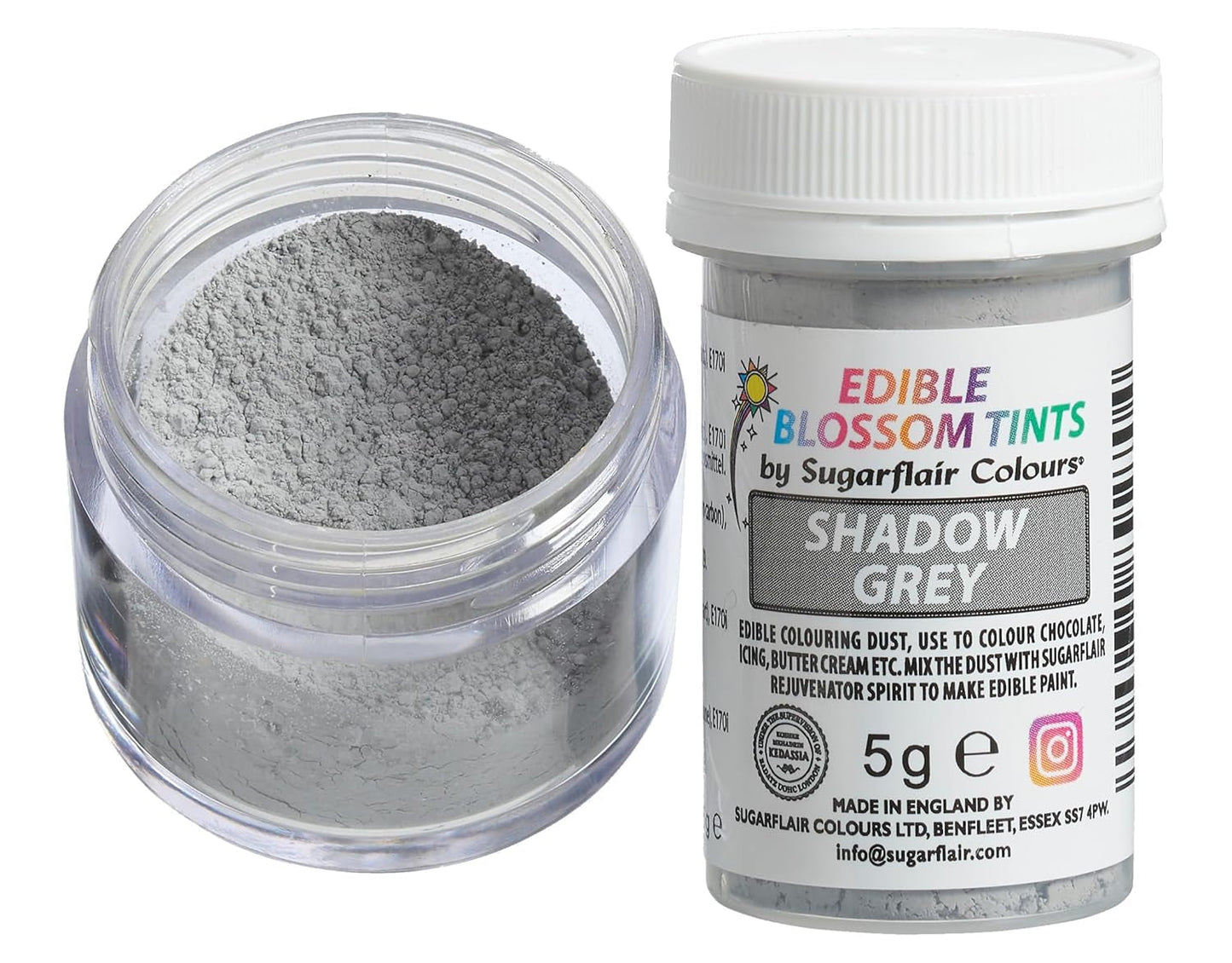 Sugarflair Blossom Tint Dust Dark Grey Food Coloring Powder - Barwnik spożywczy w proszku do dekoracji ciast, fondantów, lukrów, czekolady, kremu maślanego, makaroników i nie tylko - 5G