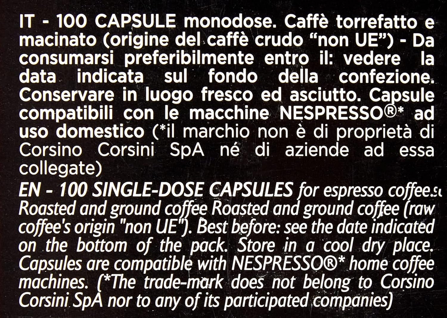 Caffè Corsini - Classico Italiano, Miscela Di Caffè In Nespresso Kompatybilne kapsułki, Gusto Forte E Deciso - Confezione Da 100 kapsułek