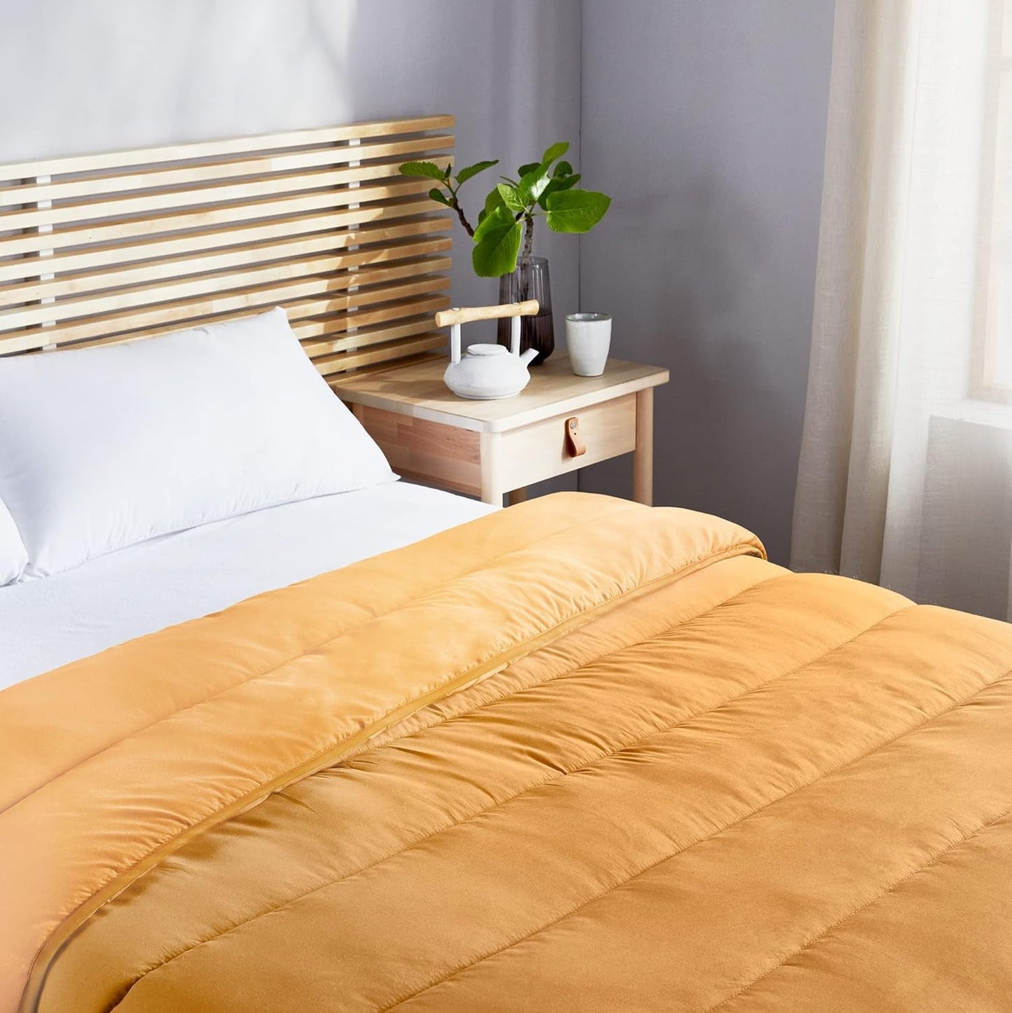 Pikolin Home - Kołderka dwustronna 300 G - wypełnienie bicolor Nordic - do łóżka 100/105 - wygodna, ciepła, oddychająca, zielona, 180 X 220 cm Kołdry i kołdry Naty Shop