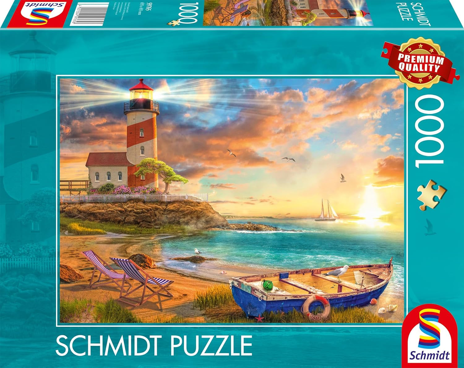 Schmidt Spiele 59765 Zachód słońca w zatoce latarni morskiej, układanka 1000 elementów, kolorowe Puzzle Naty Shop Domyślny tytuł