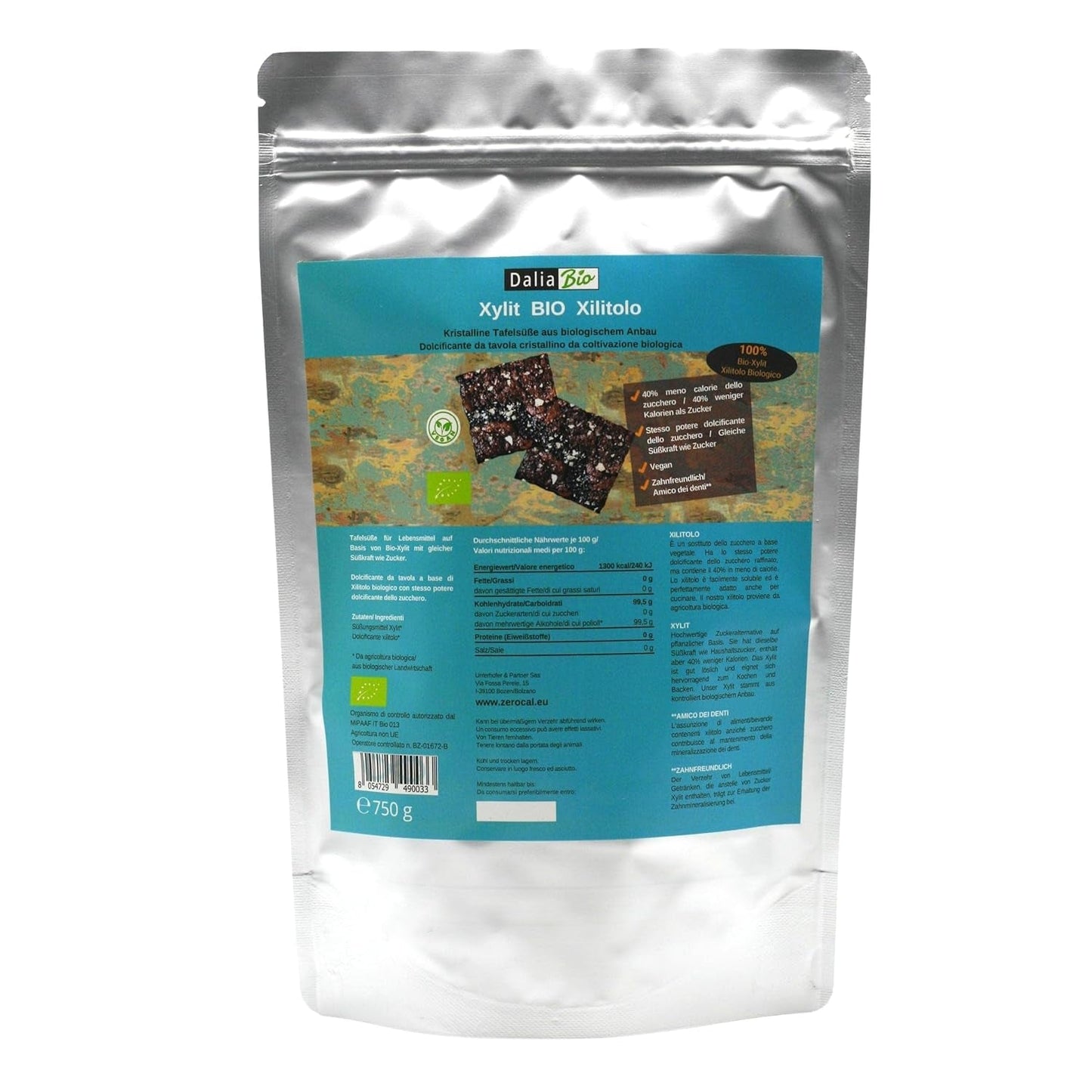 Bio Ksylitol Bio | Aus Biologischer Landwirtschaft | 40% mniej kalorii Zahnfreundlich | Ideal Zum Kochen Und Backen, 750 g słodzików Naty Shop Default Title