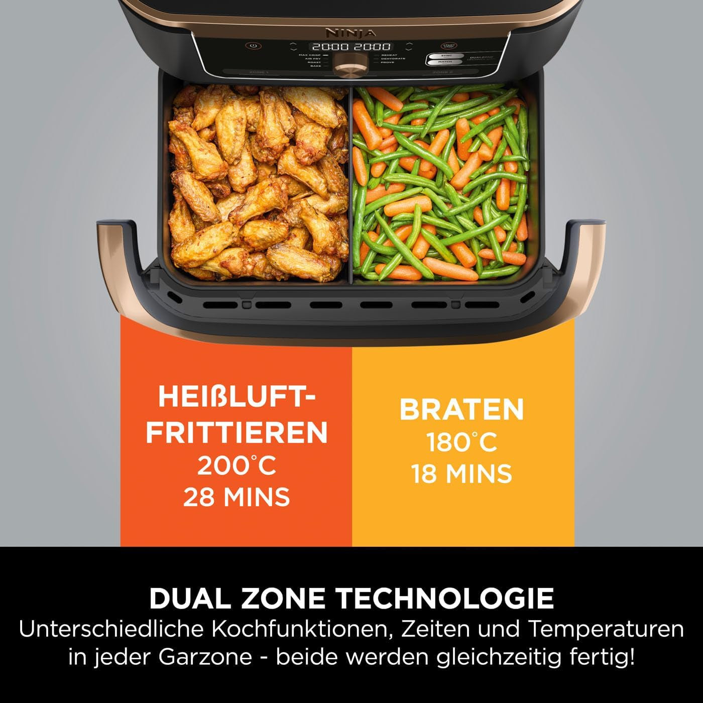 Dwustrefowa frytkownica powietrzna Ninja Foodi Flexdrawer, AF500EUCP Urządzenia Naty Shop