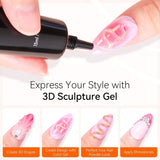 Makartt 3D Nail Art Gel - Żel do klejenia kryształków górskich 15G do breloczków do paznokci, Wielofunkcyjny żel do rzeźbienia paznokci do samodzielnego projektowania paznokci, Rzeźba paznokci Modelowanie paznokci w domu (przezroczysty)
