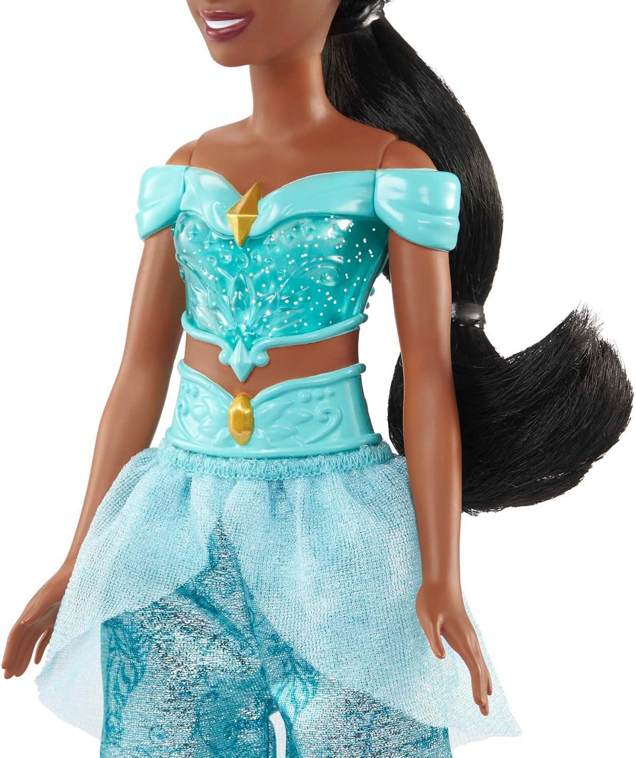 Mattel Disney Princess Zabawka Jasmine Fashion Ruchoma lalka z błyszczącymi ubraniami i akcesoriami Prezent dla dzieci inspirowany filmami Disneya HLW12 Naty Shop Dolls