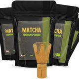 Cupplement Matcha 90 gramów organicznych - Najwyższej jakości sproszkowana zielona herbata - Bez bambusowej trzepaczki i drutu - Kulinarny - Zestaw dla początkujących - Latte - Trzepaczka - Japonia - Proszek - Herbata - Drut - Torba - Smoothie