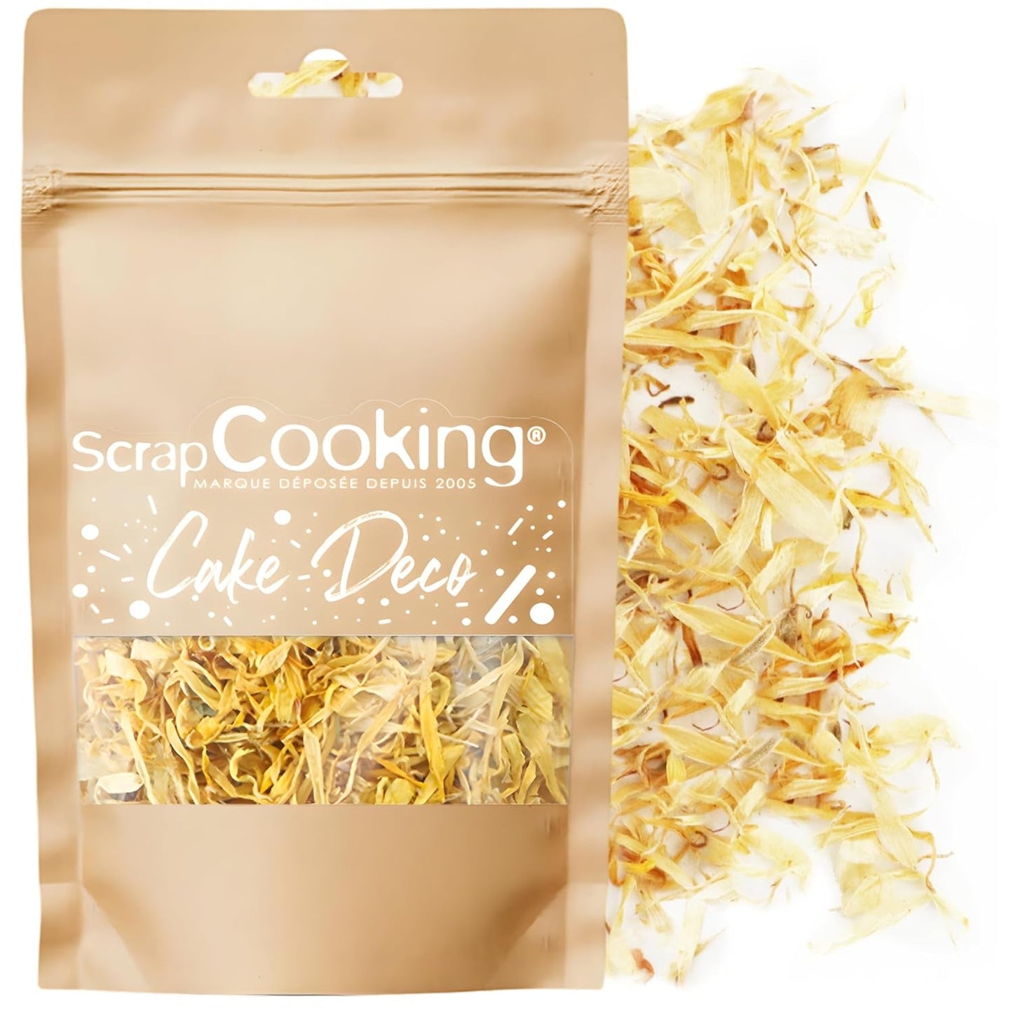 ScrapCooking - Nagietki suszone 3,5g - Kwiaty jadalne - Ozdoby do żywności do pieczenia - Do deserów, ciast, tart, babeczek - Boże Narodzenie, Wiosna, Urodziny - Złocistożółty - 7471