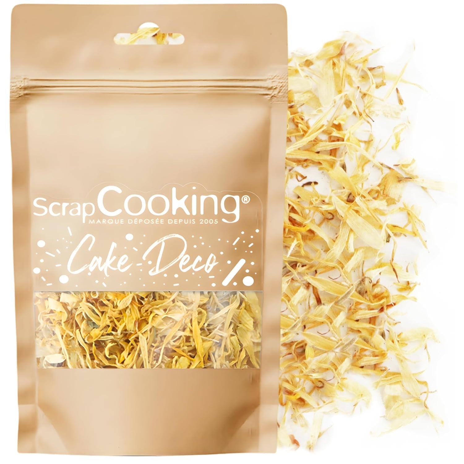 ScrapCooking - Nagietki suszone 3,5g - Kwiaty jadalne - Ozdoby do żywności do pieczenia - Do deserów, ciast, tart, babeczek - Boże Narodzenie, Wiosna, Urodziny - Złocistożółty - 7471