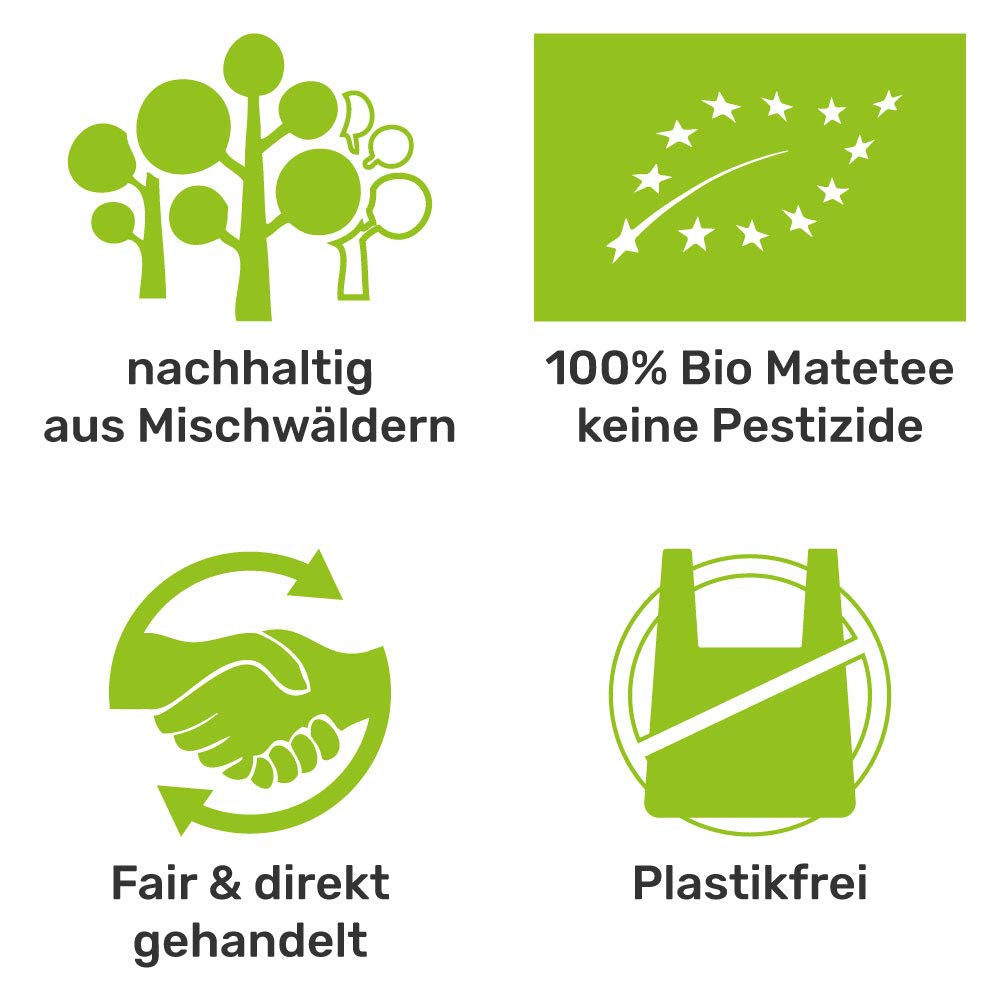 Zestaw do herbaty Mate Bio ● 3 rodzaje Mate + Kubek Mate ze stali nierdzewnej o podwójnych ściankach + Bombilla + Instrukcja parzenia (czarna)