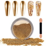 Chrome Nagel Pulver Spiegel Effekt Metallic Staub Holographische Glitter Glasierte Maniküre Dekoration Reflektierendes Pigment Für DIY Gel Polish Nail Art, Harz Handwerk, Geschenke Für Gold