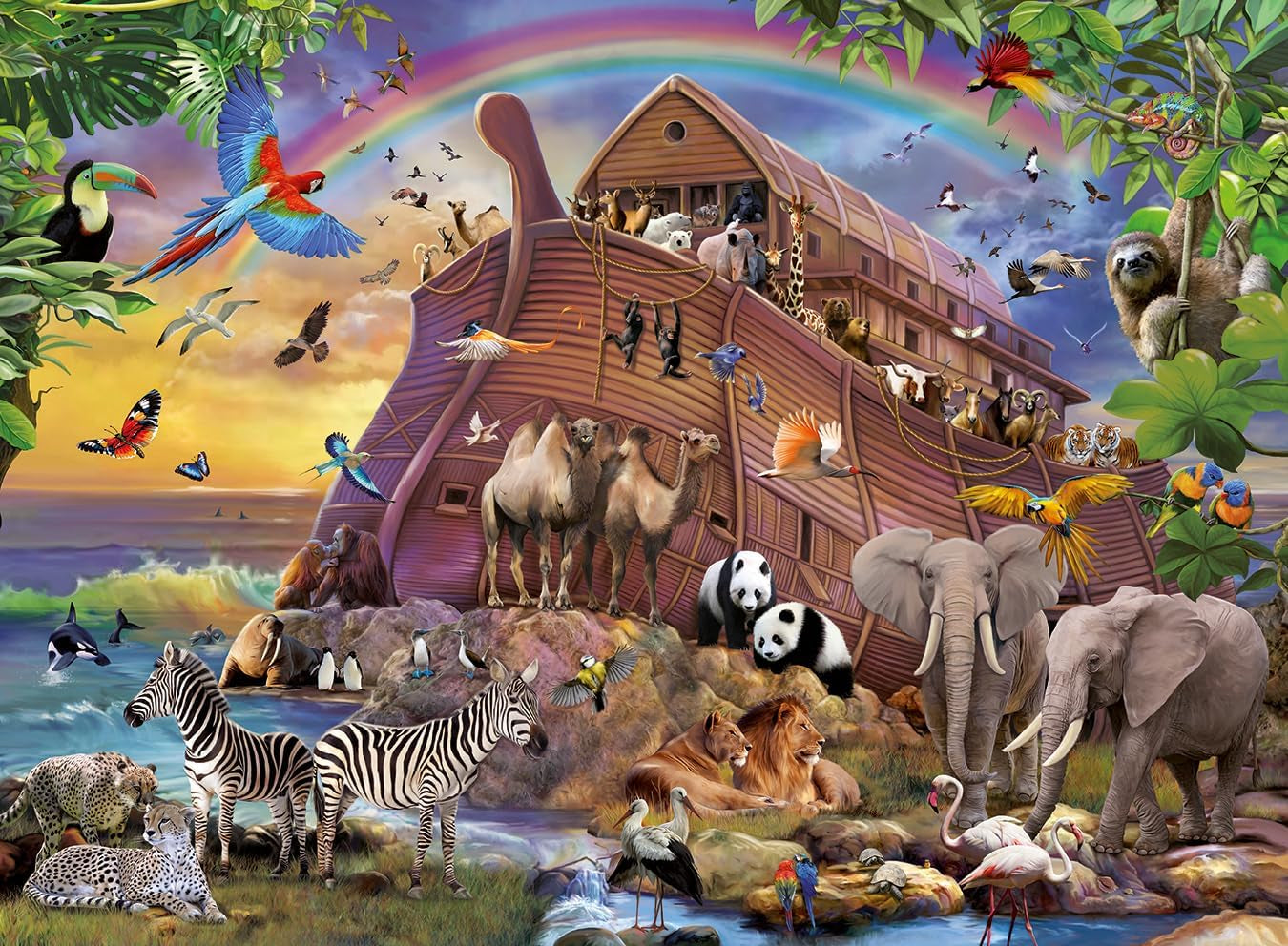 Puzzle dla dzieci Ravensburger - 10038 Unterwegs Mit Der Arche - Puzzle Arka Noego dla dzieci od 7. roku życia, zawierające 150 elementów w formacie XXL Puzzle Naty Shop