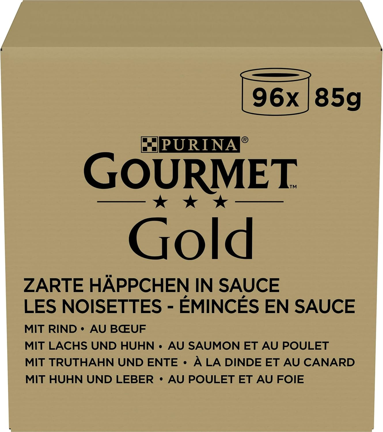 Mokra karma dla kotów Gourmet Gold Tender Morsels w sosie, różne mieszanki, opakowanie 96 szt. (96 x 85 g)