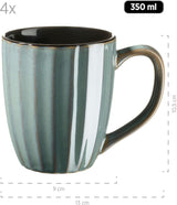 MĘSER 931964 Zestaw naczyń obiadowych z serii Confino dla 4 osób, nowoczesny wygląd vintage, ceramiczny zestaw combo, 20 sztuk, kolor benzyny z czarnymi akcentami, płytka