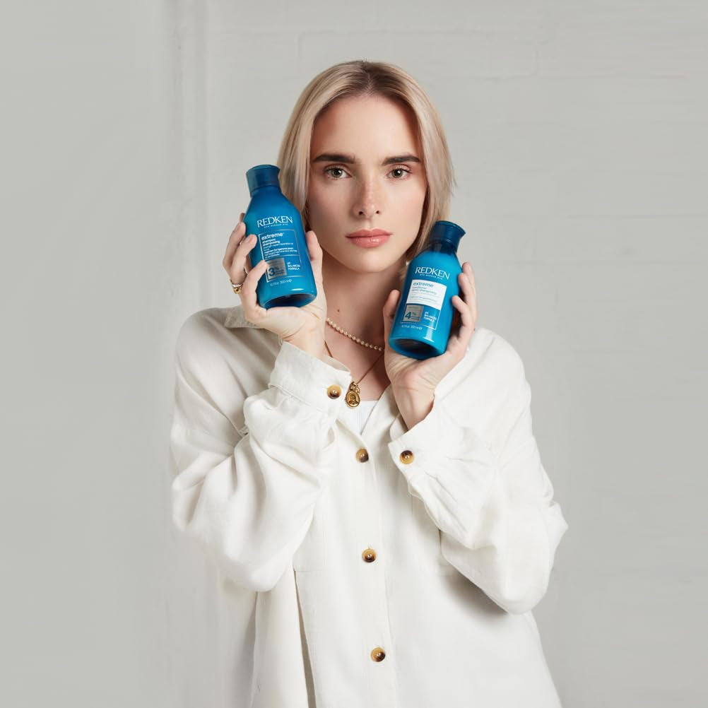 Redken Intensywna maska do włosów do wszystkich zniszczonych włosów Naprawia i regeneruje Maska przeciw łamaniu Extreme Strength Builder Plus 1 x 250 ml Naty Shop maska do włosów