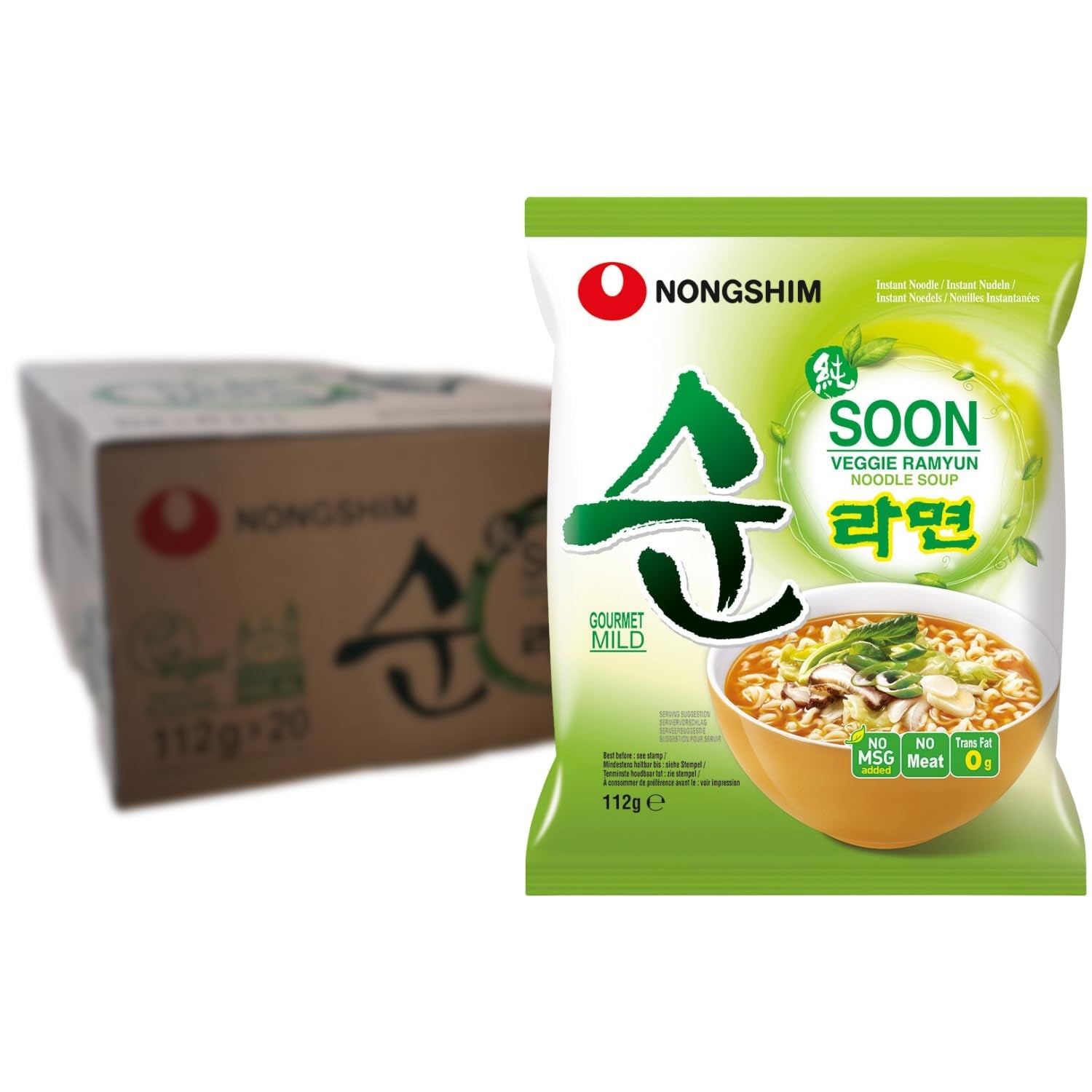 Nong Shim - Zupa Nudeln Instant Cup Soon Veggie - Opakowanie zbiorcze (12 X 67 GR)