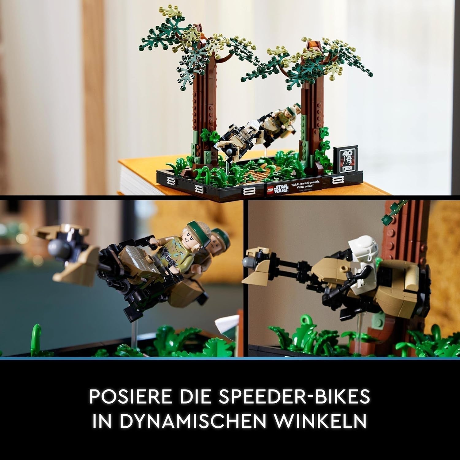 LEGO 75353 Star Wars Pościg na Endorze — zestaw dioramy, Powrót Jedi z Lukiem Skywalkerem, księżniczką Leią, żołnierzem zwiadowczym i ścigaczami, zestawy do budowania z okazji 40. rocznicy urodzin w sklepie LEGO