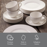 vivo - Grupa Villeroy & Boch - Podstawowy biały 30-częściowy zestaw zastawy stołowej, można myć w zmywarce i kuchence mikrofalowej, Biały zestaw zastawy stołowej, Zestaw do kawy, Ceramika, Talerze, Filiżanki, Porcelana premium