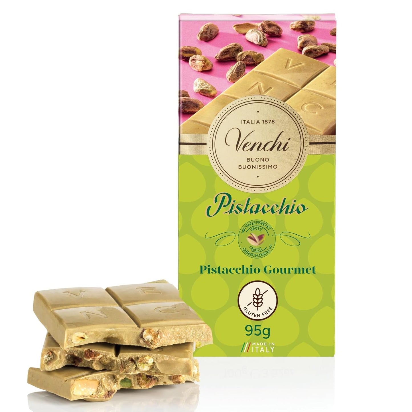 Venchi - Baton Solone Orzechy Laskowe, Solone Orzechy Laskowe, Migdały i Pistacje, 95g, z „Piemonckimi Orzechami Laskowymi”, Bezglutenowe, Bez Sztucznych Barwników i Bez Konserwantów