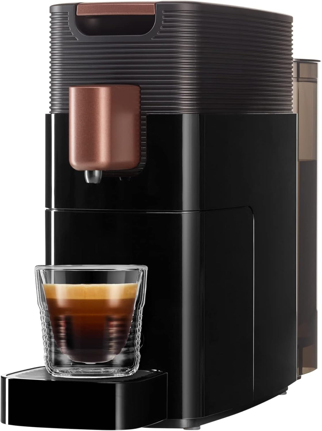 Ekspres do kawy z kapsułkami K-FEE ONE do kawy, herbaty i kakao | Kompaktowe espresso | Szybkie nagrzewanie | Zbiornik na wodę 0,8 l | 19 taktów | Czarna miedź | Zwycięzca testu Stiftung Warentest 2023