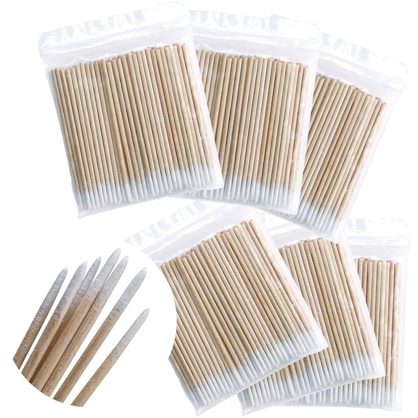 600 Stück Wattestäbchen Holz Spitz, Reinigungsstäbchen, Microbrush Stäbchen Wattestäbchen Für Tattoo, Augenbrauen, Uroda, Lippenstift, Wimpern, Makijaż, Nagel Zubehör, Augenbrauen Tattoo