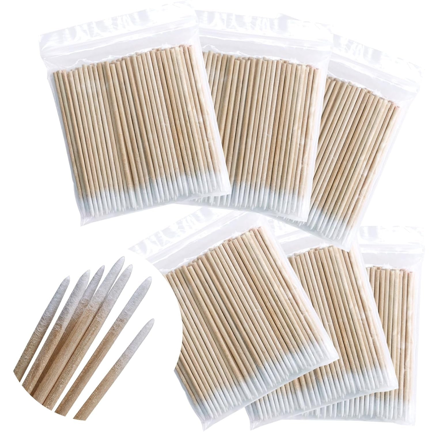 600 Stück Wattestäbchen Holz Spitz, Reinigungsstäbchen, Microbrush Stäbchen Wattestäbchen Für Tattoo, Augenbrauen, Uroda, Lippenstift, Wimpern, Makijaż, Nagel Zubehör, Augenbrauen Tattoo