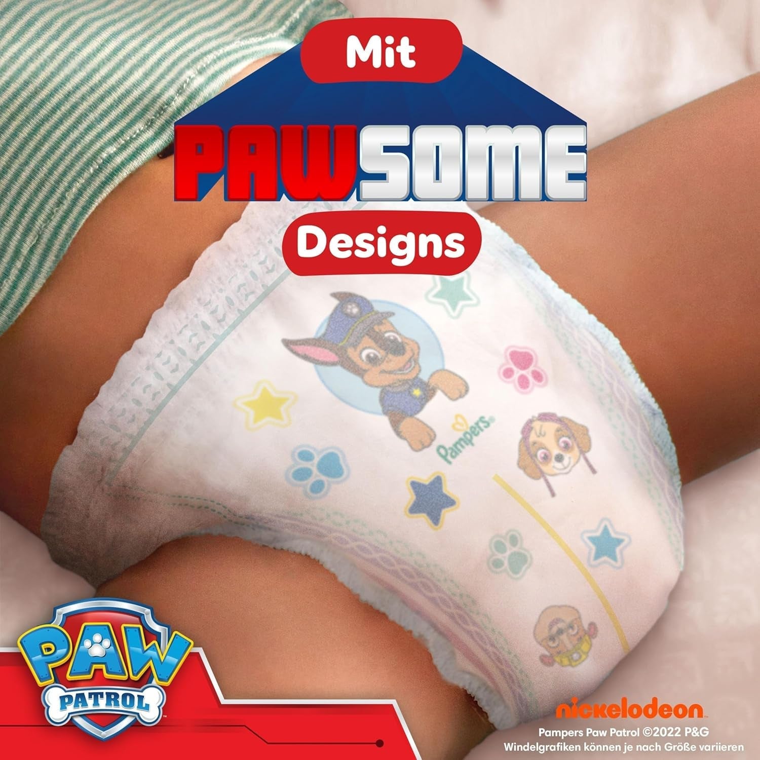 Pampers Baby Dry Pants Pieluszka Patrol Puppy Edition, rozmiar 5, 160 pieluszek, 11 kg - 17 kg, regulacja 360° z systemem zatrzymania i zabezpieczenia