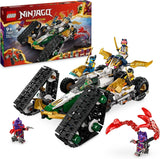 LEGO NINJAGO Ninja Team Combi Caterpillar Zestaw 4 w 1 zawierający szybowiec, samochód wyścigowy i 2 motocykle oraz 6 minifigurek Prezent dla chłopców i dziewcząt Zabawka Ninja 71820 Zestawy do budowania Besuche den LEGO-Store Default Title