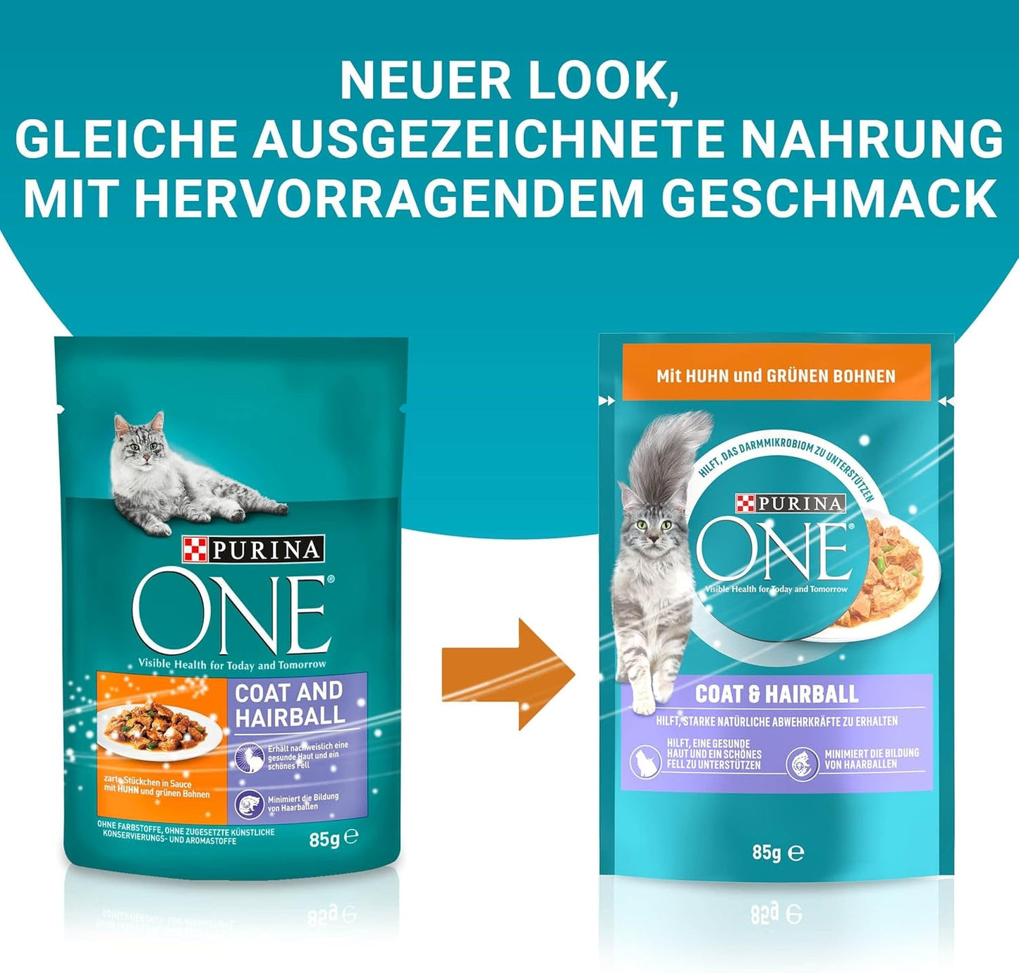 PURINA ONE Mokra karma dla kota w sosie z kurczakiem i sierścią, opakowanie 26 szt. (26 x 85 g)