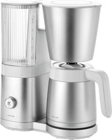ZWILLING ENFINIGY Filtrowy ekspres do kawy ze szklaną karafką 1,5 l, ekspres do kawy z bojlerem ze stali nierdzewnej, funkcją Blooming i inteligentnym odkamienianiem, tworzywo sztuczne, srebrny