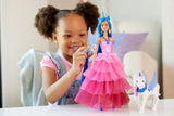 Barbie Ukryta Magia - lalka jednorożec, różowa sukienka z szafirowymi detalami, opaska jednorożca, odpinane szafirowe skrzydła i ogon, od 3 lat, HRR16