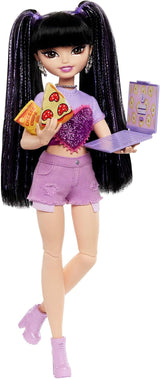 Lalka Barbie Dream Besties i akcesoria, ruchoma lalka Teresa Fashion z brązowymi włosami i spinkami do włosów, 10 elementów z motywem gry wideo, HYC23 Naty Shop Dolls Wideo i jedzenie