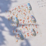 JMEOWIO 3D Nagelsticker Koi Fisch Nail Art Naklejka Selbstklebend Nagelaufkleber 5D Stereoskopisch Dekoration Nageldesign Zubehör 1 Blatt