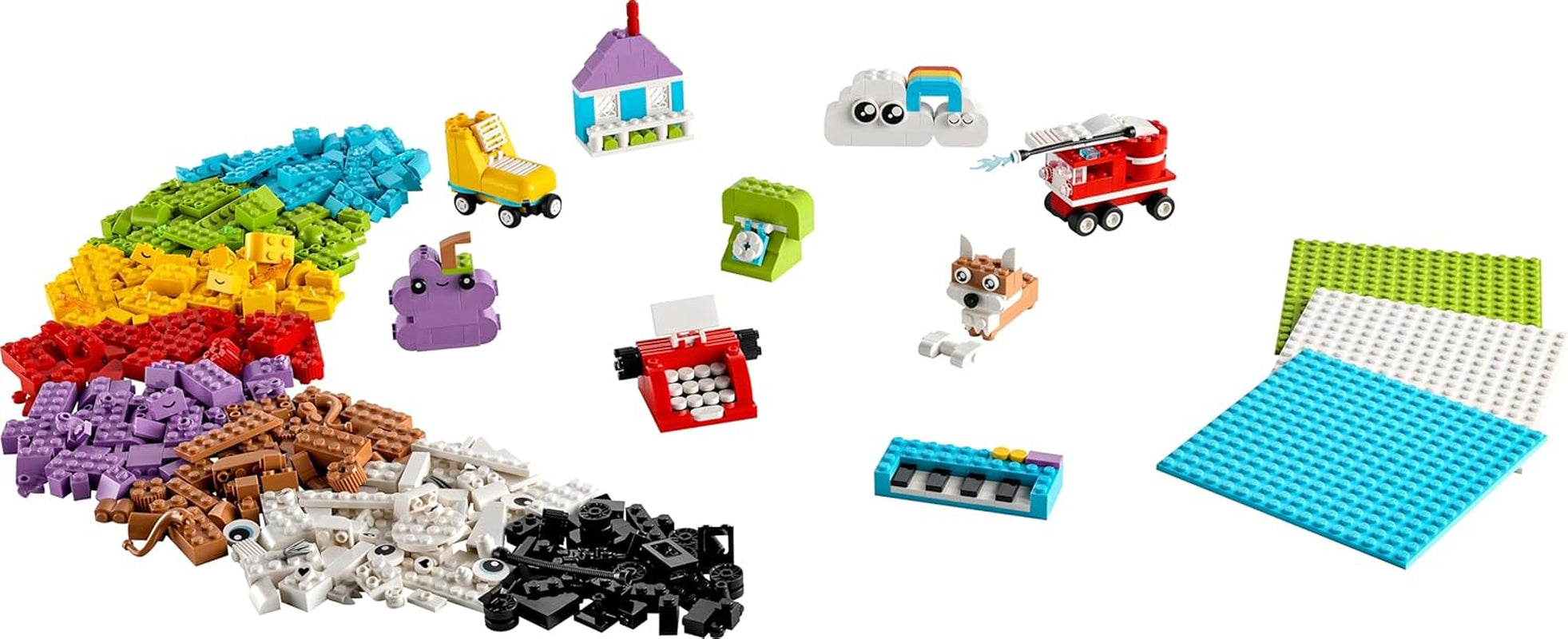 Kreatywny zestaw LEGO Classic do budowania i zabawy - zestaw z kolorowych klocków - zbuduj dom, psa, zabawny samochód, klawiaturę fortepianu i tęczę - zestaw do rękodzieła dla chłopców i dziewcząt od 5 lat Zestawy do budowania Besuche den LEGO-Store