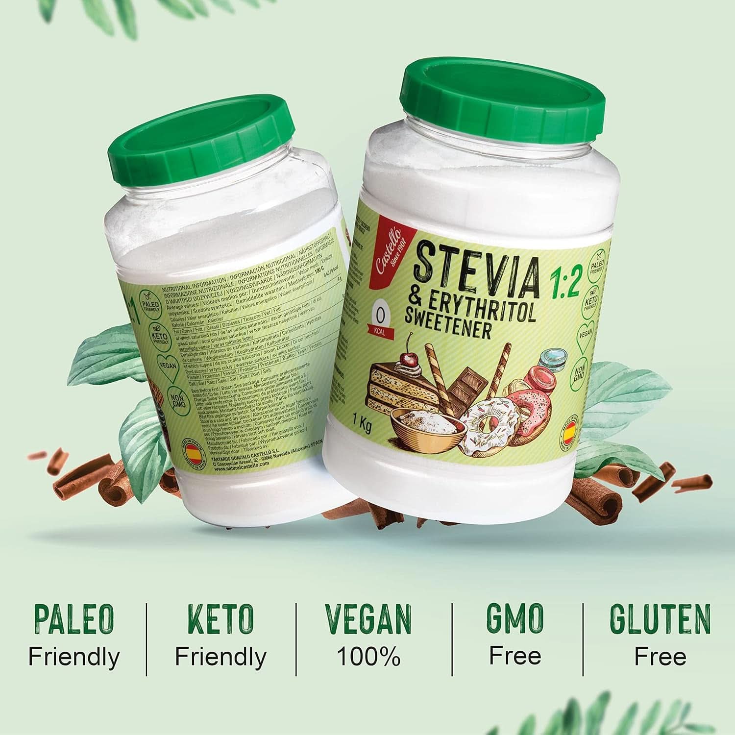 Stewia + Erytrytol 1:2 Słodzik, 1G = 2G Cukier, 1 Kg Słodzika Naty Shop