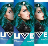 Schwarzkopf LIVE Ultra Brights Semi-Permanent Hair Color 097 Mermaid (3 x 80 ml), koloryzacja zapewniająca intensywne rezultaty lub pastelowe kolory, wytrzymuje 12-15 myć, z odżywką pielęgnacyjną Kolor włosów Naty Shop Domyślny tytuł