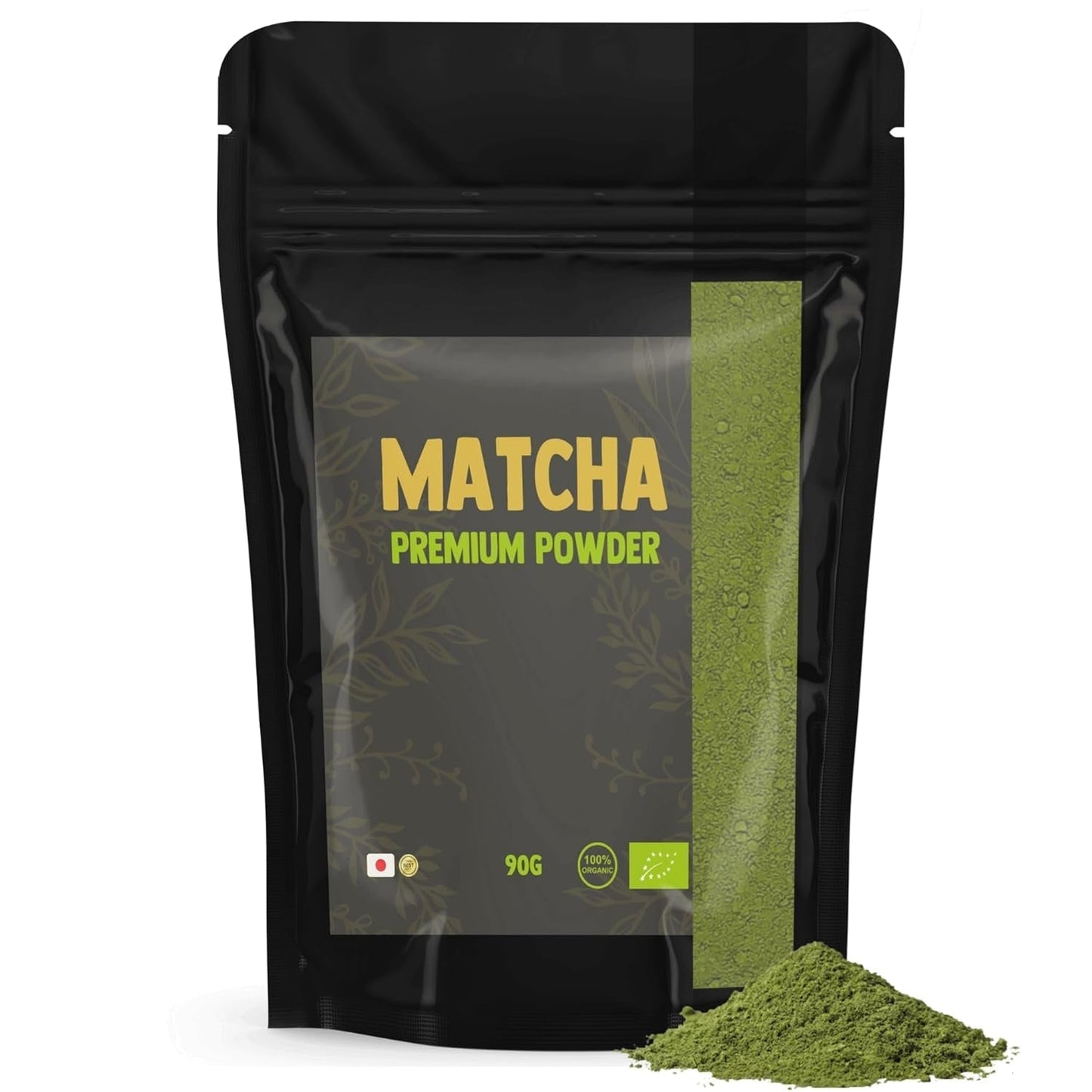 Cupplement Matcha 90 gramów organicznych - Najwyższej jakości sproszkowana zielona herbata - Bez bambusowej trzepaczki i drutu - Kulinarny - Zestaw dla początkujących - Latte - Trzepaczka - Japonia - Proszek - Herbata - Drut - Torba - Smoothie