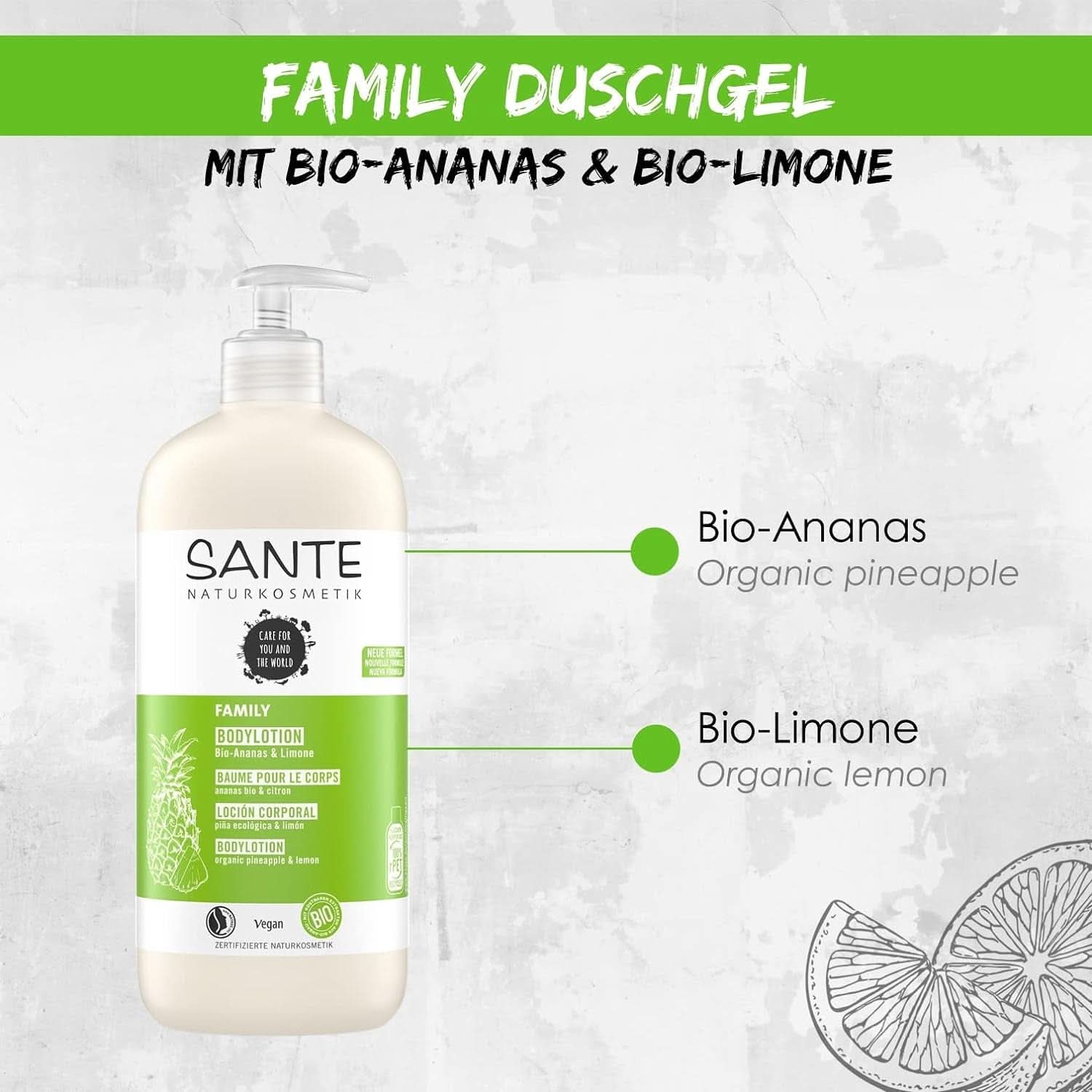 SANTE Natural Cosmetics Odświeżający żel pod prysznic o cytrusowym zapachu, 950 ml Prysznic i kąpiel Naty Shop