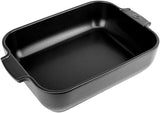 Peugeot Appolia Rechteckige Auflaufform Mit Griffen, Keramik, Schiefer / Grau, 7,2X31X21,7 Cm, Fassungsvermögen: Ca. 2 L, 60060 Formy i blachy do pieczenia Naty Shop Satinschwarz